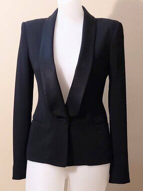 Wilfred (Aritzia) Tux-Style Jacket w/Satin-Lapel Shawl Collar Black Size: 2